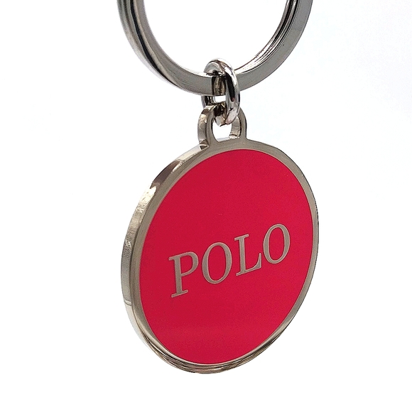 POLO RALPH LAUREN Vintage Dual Sided Pink Keychain Fob Purse charm-NWOT - Picture 2 of 5